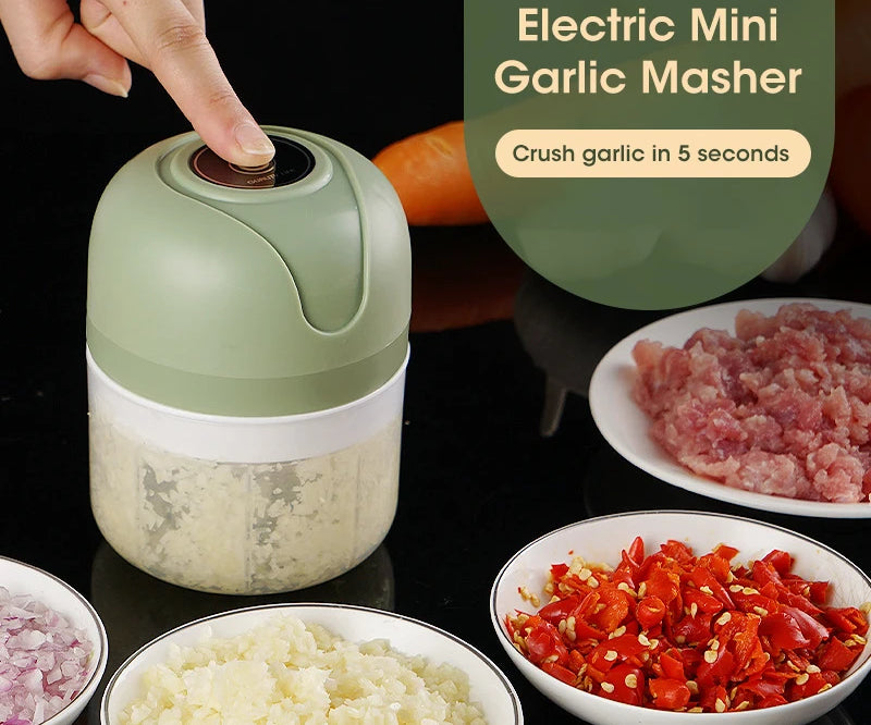 Electric Garlic Masher Portable Chopper Multi Function Meat Grinder Masher Machine Mini Garlic Vegetable Chopper Usb Charging