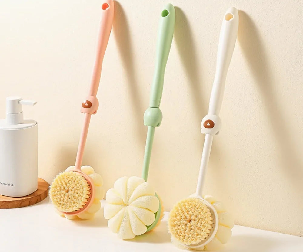 Double-Sided Bath Brush Long Handle Shower Brush Body Exfoliating Massage Brush Back Scrubber Bathing Tools Bathroom Supplies