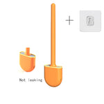 Wall Hanging Toilet Brush with Holder Long Handled Silicone Toilet Brush Soft Bristles WC Cleaning Brush Bathroom Accessories